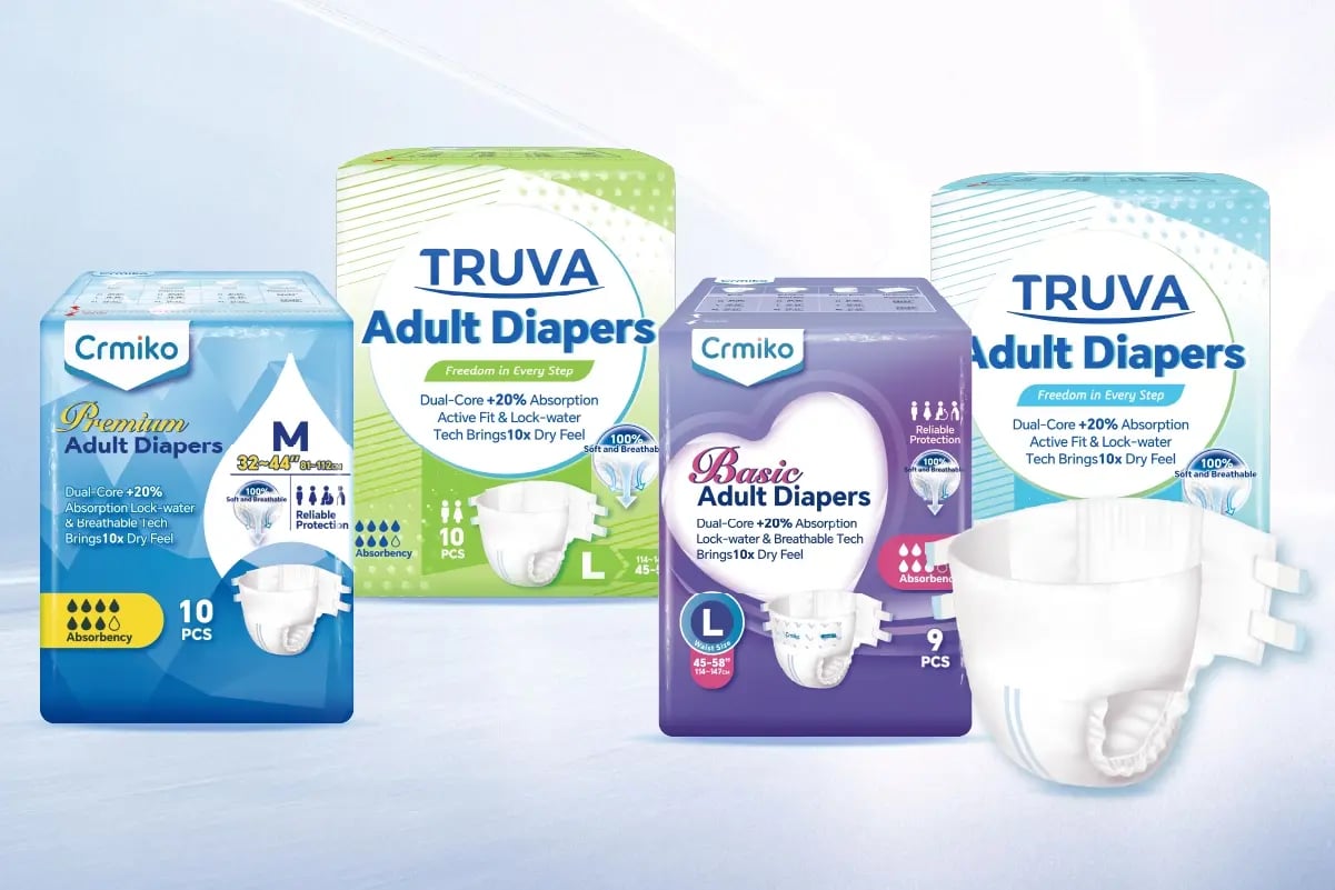 Adult diapers for elderly care institutions and retail markets